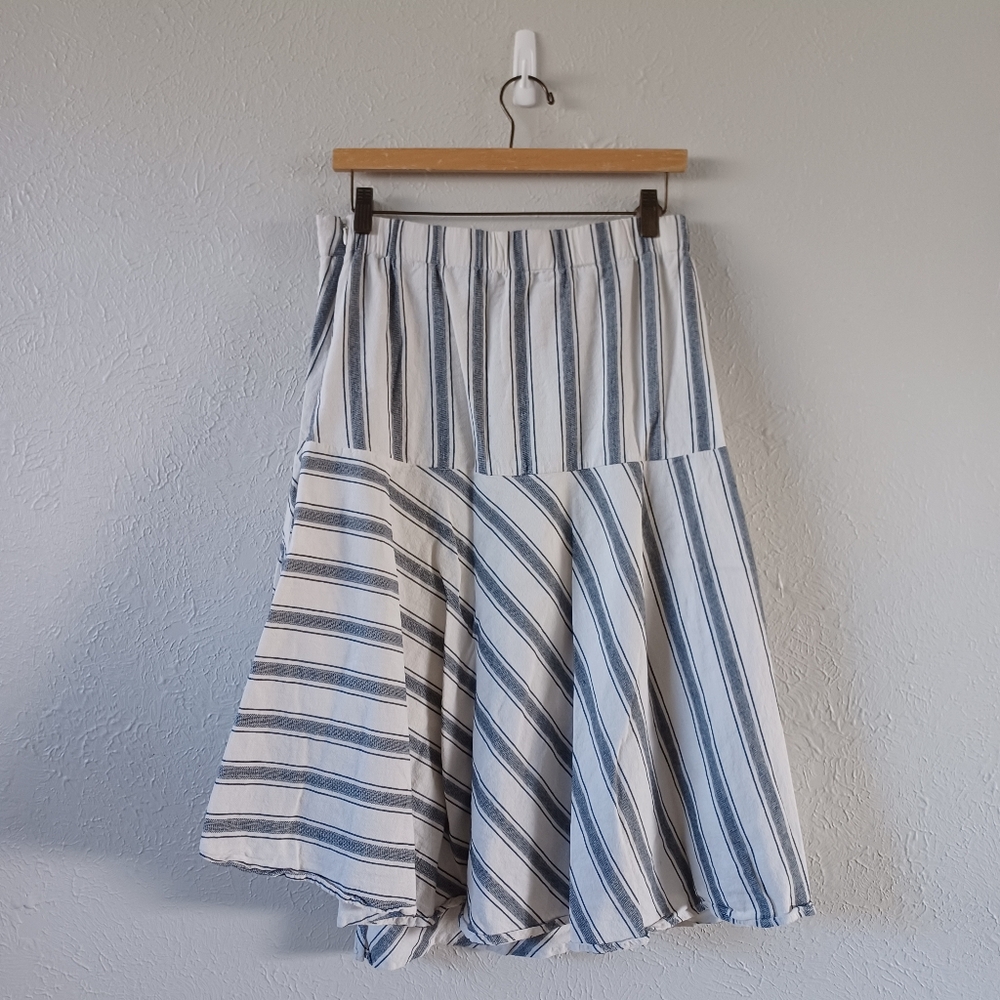 Who What Wear White and Blue Striped Midi Skirt - Picture 4 of 8